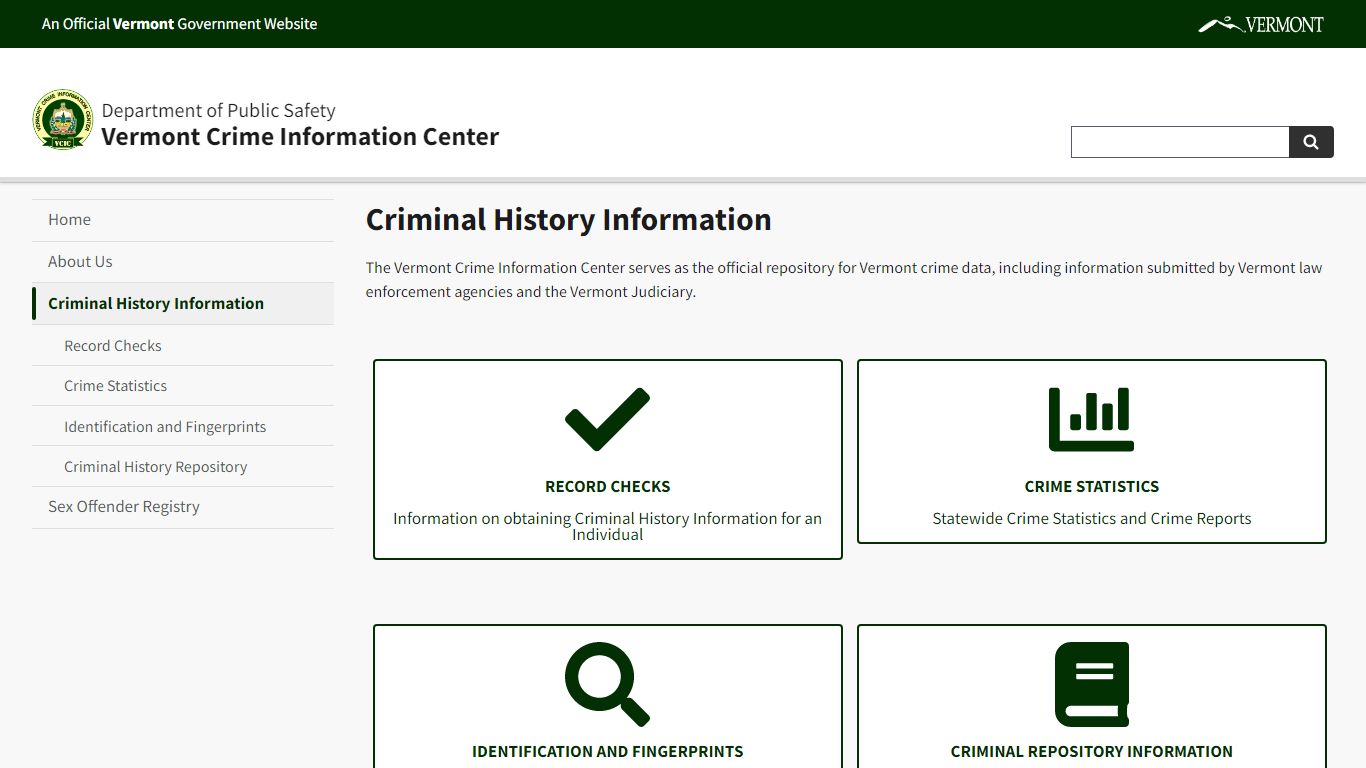 Criminal History Information | Vermont Crime Information ...